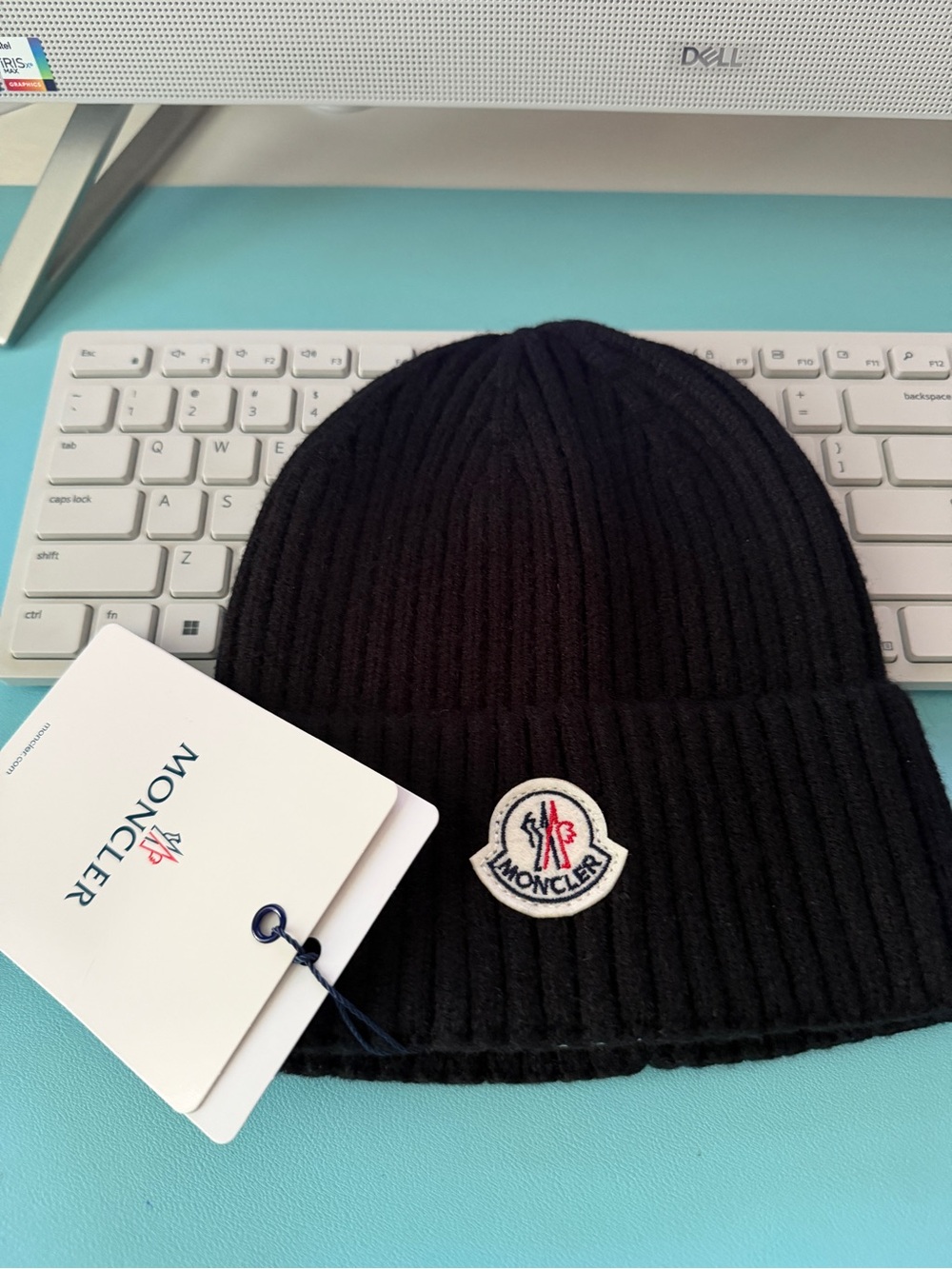 NWT Moncler Beanie Hat Black One Size Unisex